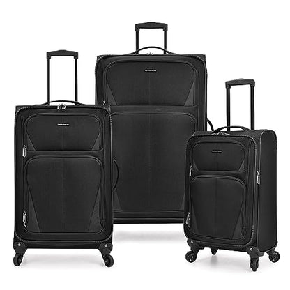 U.S. Traveler Aviron Bay Expandable Softside Luggage with Spinner Wheels, Black, 3-Piece Set - color: Black, size: 3-Piece Set