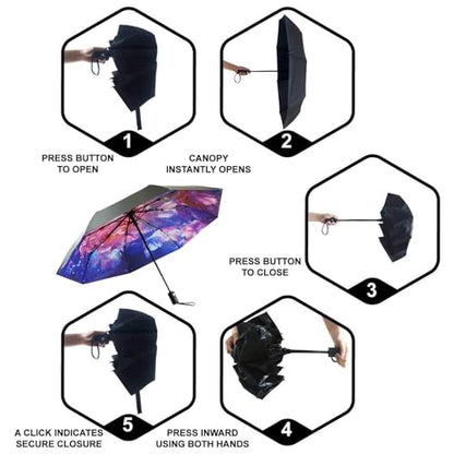 SY COMPACT Travel Umbrella - Windproof Automatic Compact Umbrellas for Rain - color: Peony