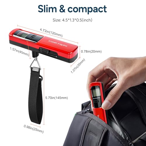 travel inspira Battery-Free Luggage Scale 110lb/50kg Digital Portable - color: Red