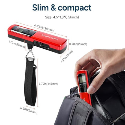 travel inspira Battery-Free Luggage Scale 110lb/50kg Digital Portable - color: Red