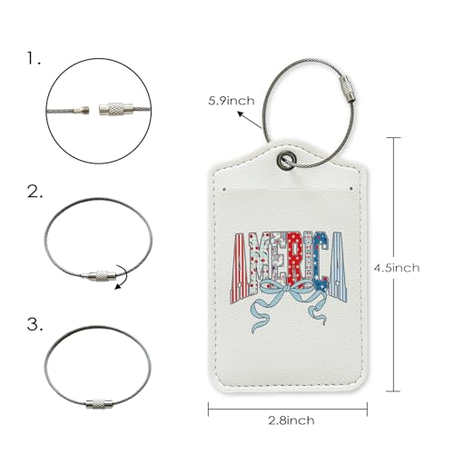 Coquette Bow America Patriotic Luggage Tag, 4th of July Gifts