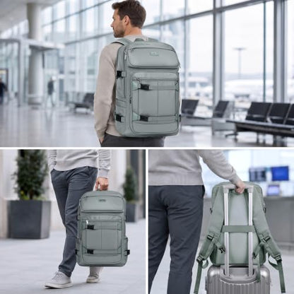 PIJUSHI Travel Backpack 35L Carry On Backpack Flight Approved - color: Updated Grey Blue