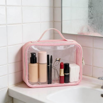 3 Set of Clear Travel Bags for Toiletries,Clear Makeup Bags - color: 3pcs-Pink