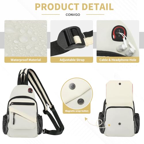 Sling Bag for Men Women,Convertible Crossbody Backpack Chest Bag - color: Beige, size: Small