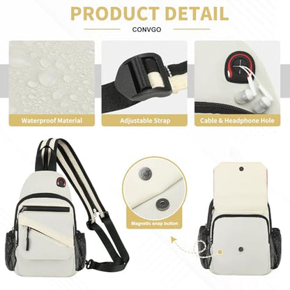Sling Bag for Men Women,Convertible Crossbody Backpack Chest Bag - color: Beige, size: Small