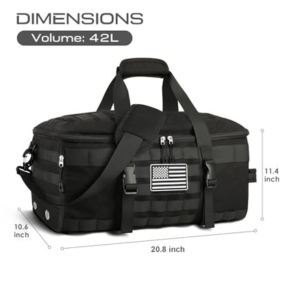 Gym Bags for Men, Large Tactical Duffle Bag with Shoe Compartment - color: Black, size: Large