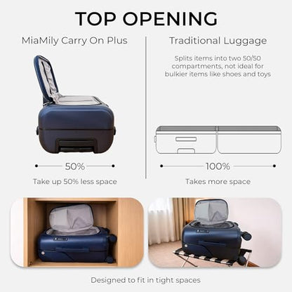 MiaMily Carry On Plus Ride-On Luggage with Built In Seat for Kids & Adults - color: Navy Blue