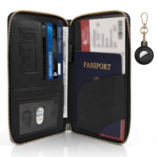 RFID Blocking Passport Wallet, Passport Holder for Travel, Black - color: Leather-Black