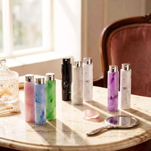 Refillable Perfume Bottle Atomizer 5ml 4-Pack Marble Travel Cologne Sprayer - color: Black,White,Grey,Blue