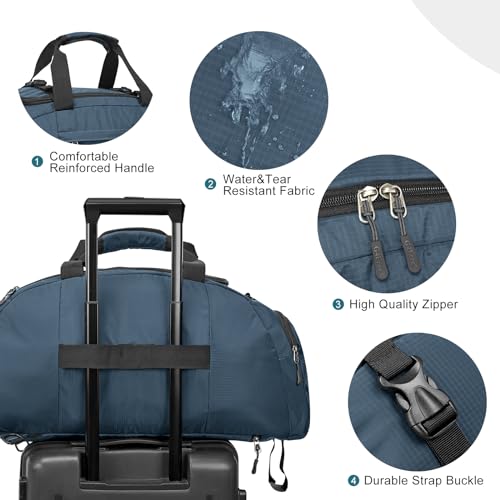 40L/70L 3-Way Duffle Bag Gym Sport Duffel Backpack Shoe Compartment - color: Dark Blue