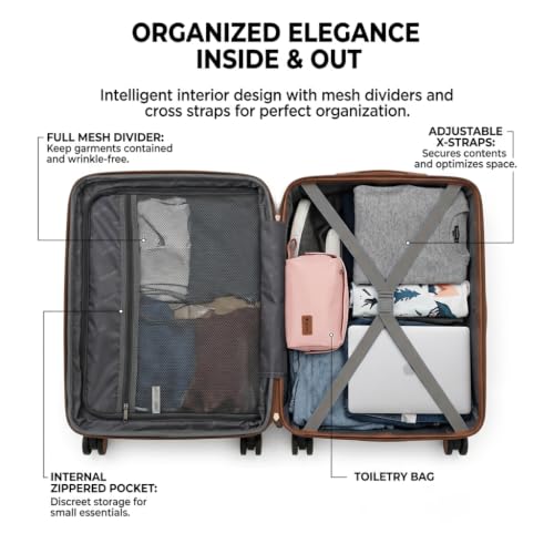 Rosamo 5 Piece Luggage Set Expandable Suitcase 22x14x9 Airline Approved Carry on, ABS Hard Case Suitcases with Spinner Wheels, TSA Lock, Yellow, 5PCS, Central Hardside Expandable Luggage with Spinner - color: Rose Gold, size: 5PC Set (20"/24"/28"/TB/DB)