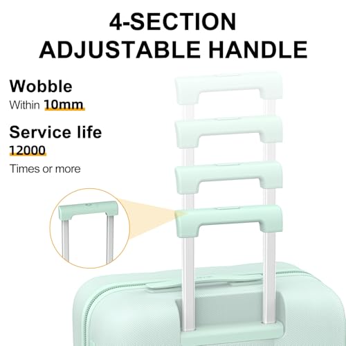 24 Inch Medium Checked Luggage, PC Hardshell Suitcase, Green - color: Green, size: 24 Inch