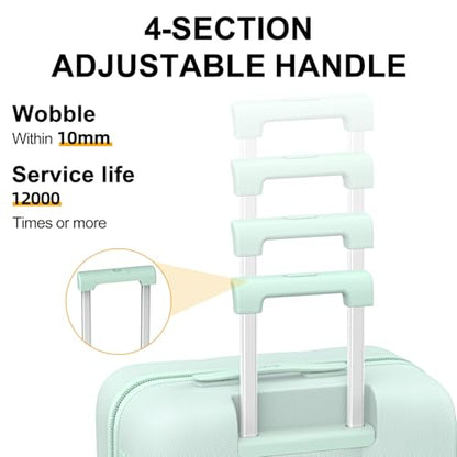 24 Inch Medium Checked Luggage, PC Hardshell Suitcase, Green - color: Green, size: 24 Inch