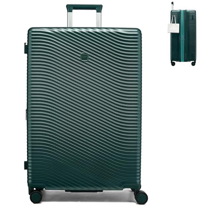 MILADA Expandable Checked Luggage 28 Inch, Hard Shell Large Suitcase - color: Blackish Green, size: Checked Large 28 inch
