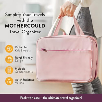 Mothercould Large Kids Travel Organizer, Hanging Bag With Hook, Pink - color: Pink, size: Large