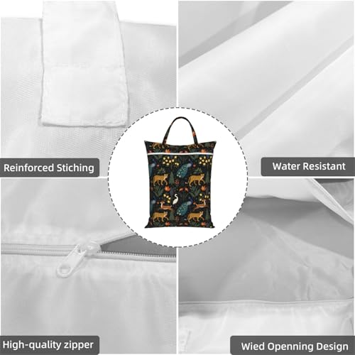 Peacock And Leopard Travel Laundry Bag Washable Dirty Clothes Bag for Gym - color: Peacock And Leopard