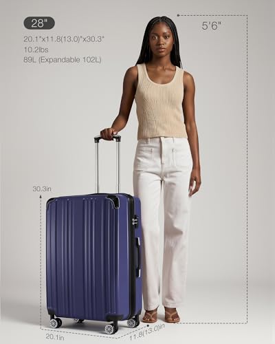 Coolife Luggage, Lightweight and Durable Hardshell, 28 in, navy new - color: navy new, size: L(28in)