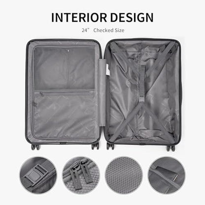 LEVEL8 Luggage Sets 3 Piece, Hardshell Suitcase with Wheels, 20/24/28 Inch - color: Champagne, size: 3-Piece Set (20/24/28)