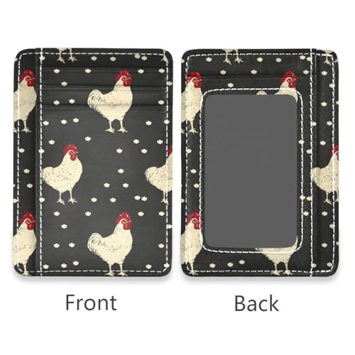 Bolaz Chicken Dot Mini Front Pocket Wallet Credit Card Holder Slim RFID Blocking Sleeves for Men Women Credit Card Protector - color: Chicken Dot