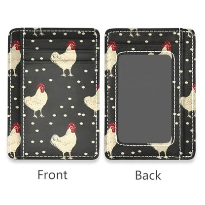 Bolaz Chicken Dot Mini Front Pocket Wallet Credit Card Holder Slim RFID Blocking Sleeves for Men Women Credit Card Protector - color: Chicken Dot