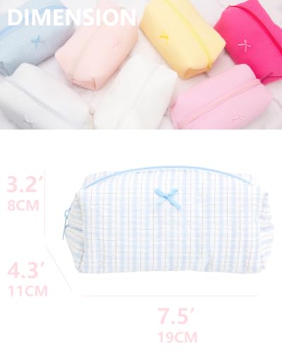 PAZIMIIK Cozy Makeup Bag for Women,Zipper Cosmetic Pouch,Plaid Blue - color: Plaid Blue
