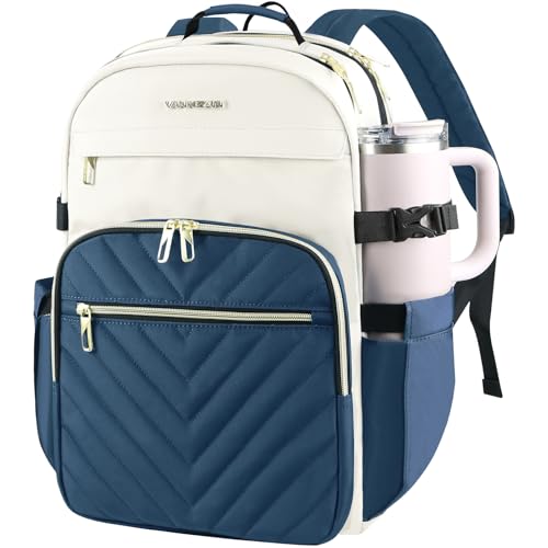 VANKEAN 18 Inch Laptop Backpack for Women Large Capacity - color: Beige-haze Blue, size: 18 Inch