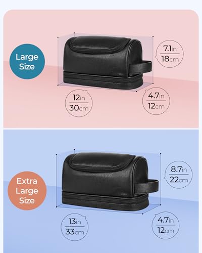 Elviros Hanging Toiletry Bag for Men PU Leather Shaving Kit (Black) - color: Black, size: Large (Pack of 1)