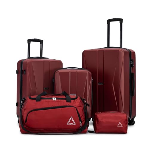 20/24/28 Inch Hardshell Suitcase Set, ABS Luggage Set with TSA Lock 5 Piece - color: Red
