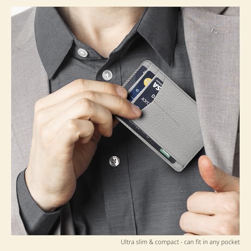 Slim Minimalist Leather Wallet RFID Front Pocket Card Holder, Grey - color: Grey