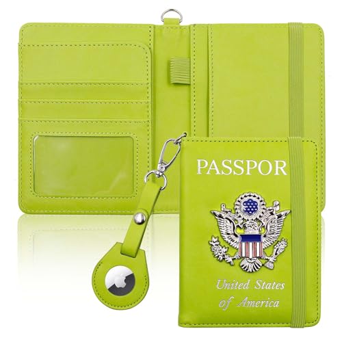 Passport Holder for Travel,Passport Cover Case with RFID - color: grass -green