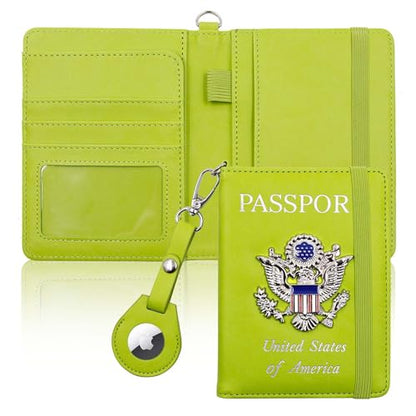 Passport Holder for Travel,Passport Cover Case with RFID - color: grass -green
