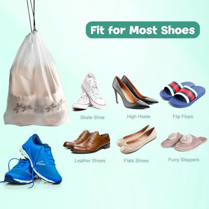 PLULON 26 Pcs Clear Shoe Bags for Travel, Clear Travel Shoe Bag for Storage - color: Clear with Black String