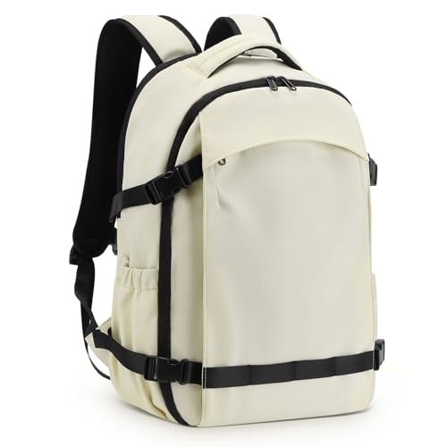 Travel Backpack for Women Men Lightweight Laptop Daypack Beige - color: Beige