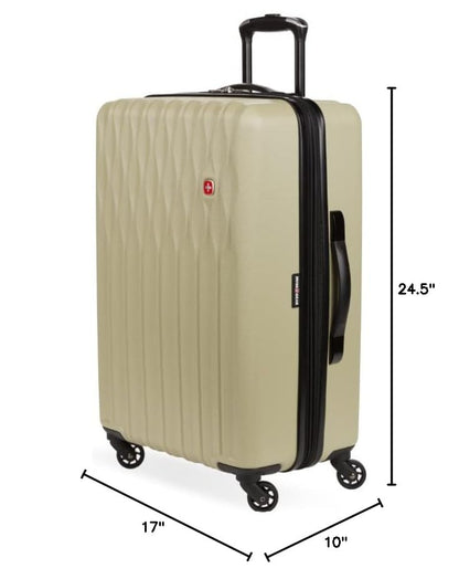 SwissGear 8018 Expandable Luggage, Hard Shell Medium Luggage with Spinner Wheels - color: Sand, size: Checked-Medium 24-Inch