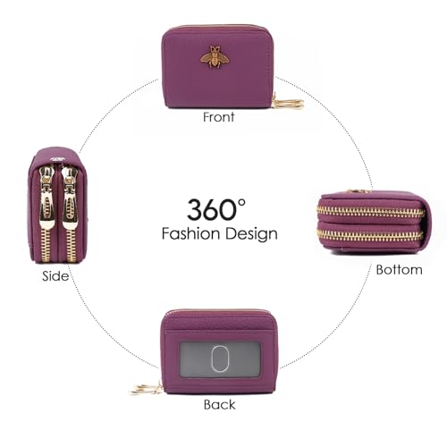 imeetu RFID Credit Card Holder, Small Card Wallet Women, Leather Card Case - color: Max - Purple, size: Max