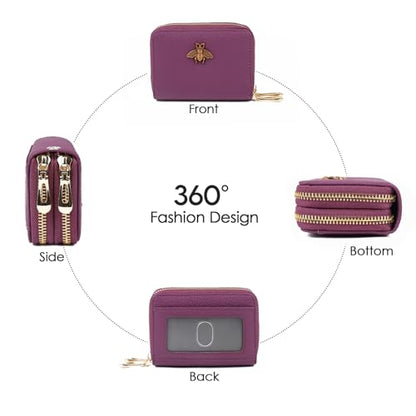 imeetu RFID Credit Card Holder, Small Card Wallet Women, Leather Card Case - color: Max - Purple, size: Max
