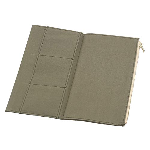 Standard Travelers Notebook Wallet Insert Pocket with 2 Elastic Bands,1 Canvas Zipper Pouch Refill for TN Accessories Kit Card Holder Storage Bag File Folder Stationery - style: Green Standard Size