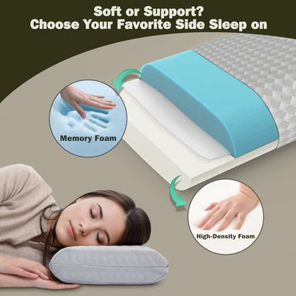Vekkia Camping Pillow, Memory Foam Travel Pillow with Washable Cover,Gray-S - size: Small