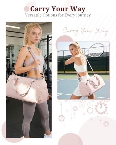 Gym Bag for Women with Shoe Compartment Travel Duffel Bag Pink - color: D12-Pink