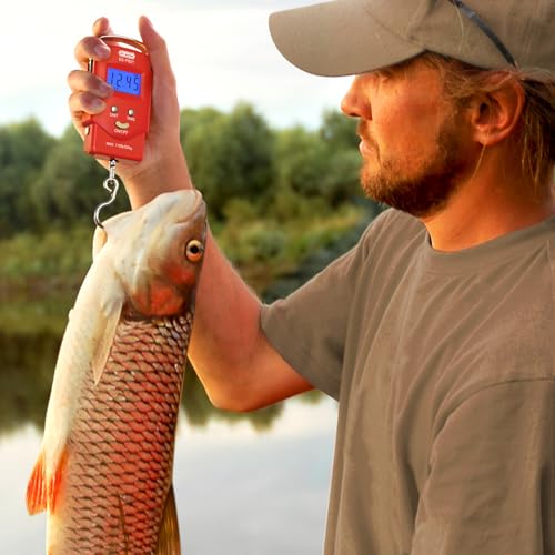 Dr.meter Fish Scale, 110 lb Digital Luggage Scale with Tape - color: Red