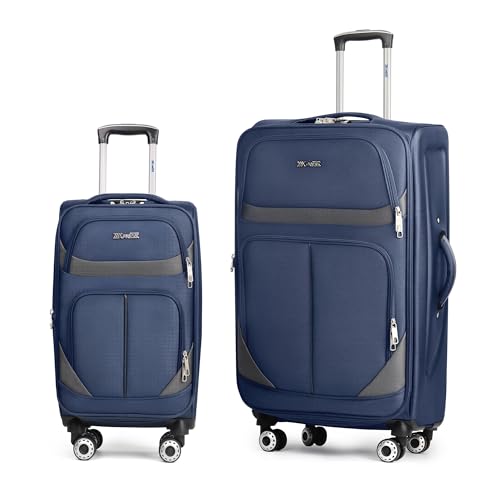2-Piece Set Luggage,Softside Luggage Sets,Expandable 15% - color: Navy-Grey, size: 2-Piece Set (20"/28'')