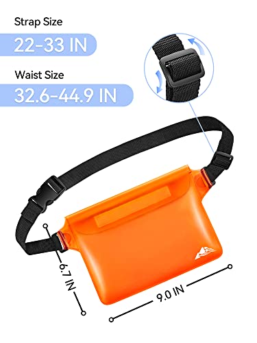 HEETA 2-Pack Waterproof Fanny Pack Pouch Dry Bag for Phone Passport Purse - color: Grey & Orange