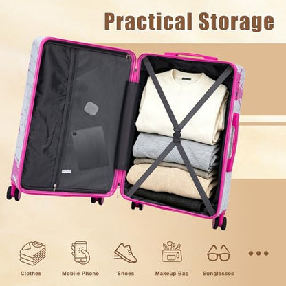3 Piece Hardside PC Luggage Set, Pink - color: Pink