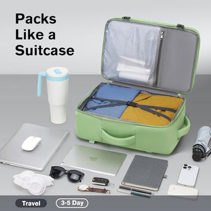 Exquisite Travel Laptop Backpack, Flight Approved Size Carry on Bag (35L) - color: Green, size: XL (8x12.8x18.5")