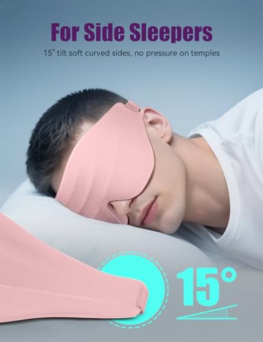 Sleep Eye Mask for Men Women, EVA BELLE Light Blocking Sleeping Mask for Side Sleeper, 3D Contoured Cup Night Blindfold, Lash Extensions 3D Sleeping Mask with Adjustable Strap for Travel, Night & Nap - color: 02-pink