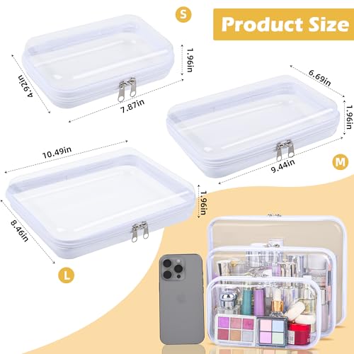 CELSOL Clear Hard Shell Zipper Case – Waterproof Makeup Organizer & Travel Toiletry Bag, Multi-Purpose Clear PVC Pouch for Cosmetics, Stationery, Diaper Bags, and Travel Essentials (M) - size: M