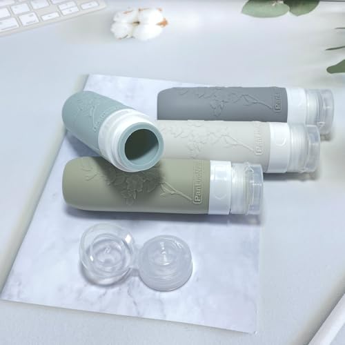 Silicone Travel Bottles for Toiletries, TSA Approved Leak-Proof Toiletry Containers for Airplane & Vacation - color: Gray