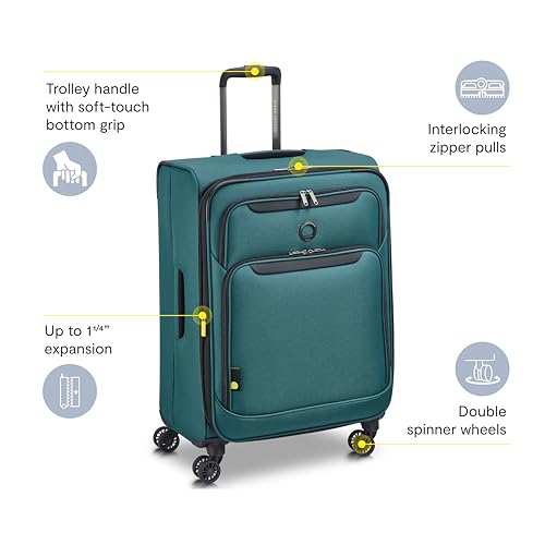 DELSEY PARIS Sky Max 3.0, 24 Inch Checked-Medium Luggage, Teal Blue - color: Teal Blue, size: Checked-Medium, 24 Inch