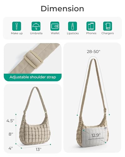 BAGSMART Quilted Crossbody Bags for Women, Travel Purses Hobo Shoulder Bag - color: Black, size: Small