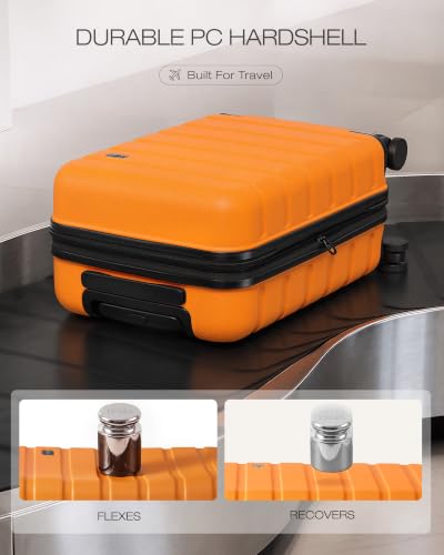 Coolife Luggage Set, Lightweight Durable Hardshell, 3 piece, Orange new - color: Orange new
